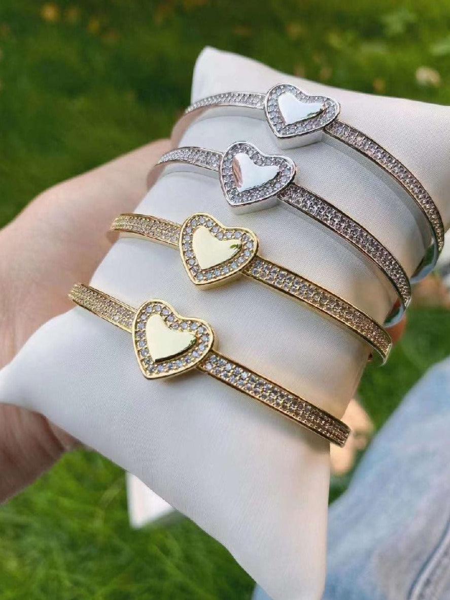 Adjustable Crystal Studded Heart Bracelet - Bansri Mehta Design