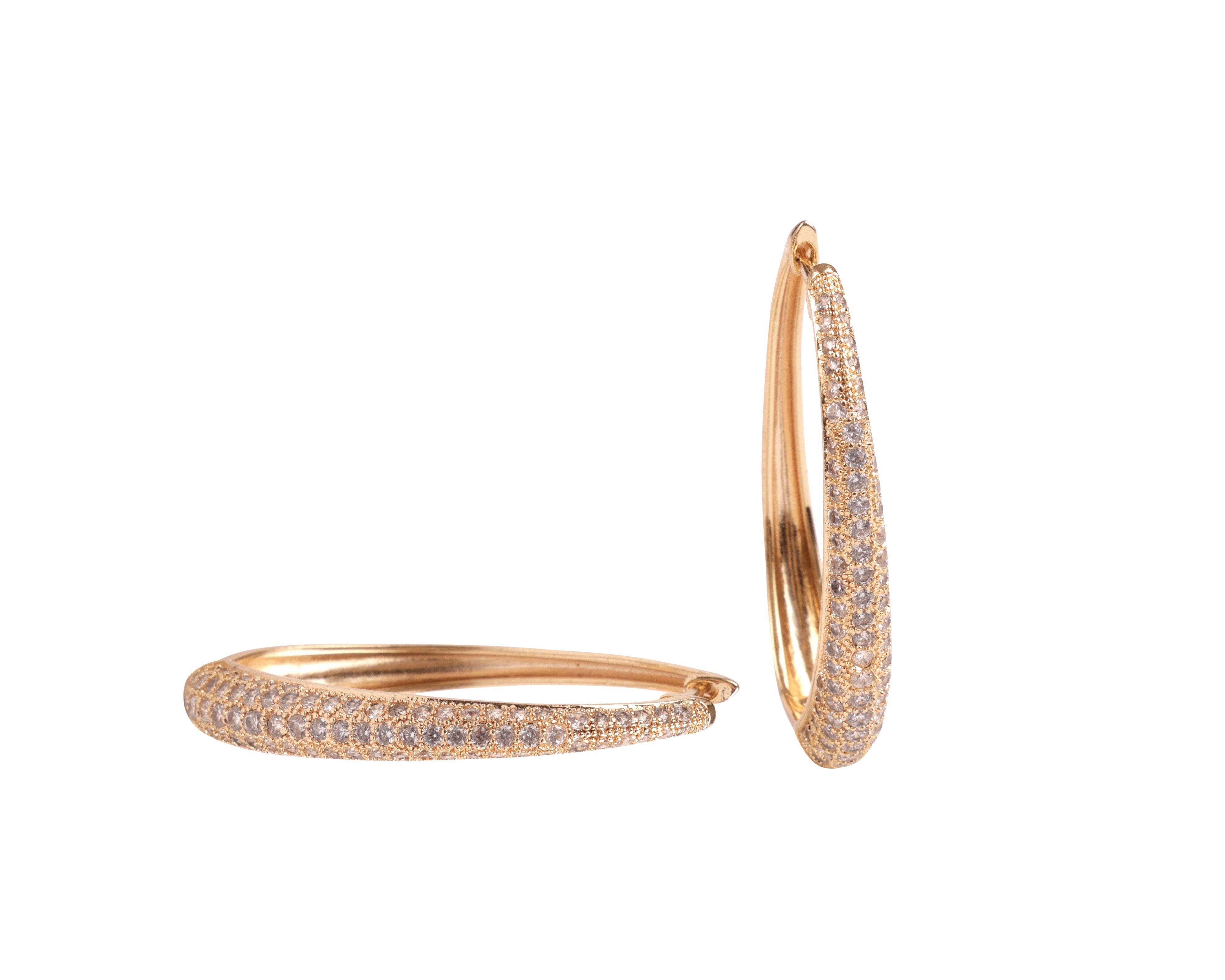 Gold Oval Hoop Earrings - Bansri Mehta Design