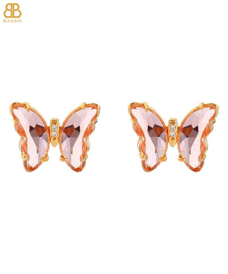 Crystal Butterfly Stud Earrings - Bansri Mehta Design