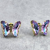 Crystal Butterfly Stud Earrings - Bansri Mehta Design