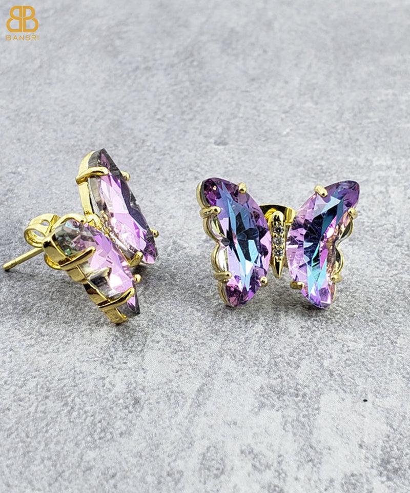 Crystal Butterfly Stud Earrings - Bansri Mehta Design