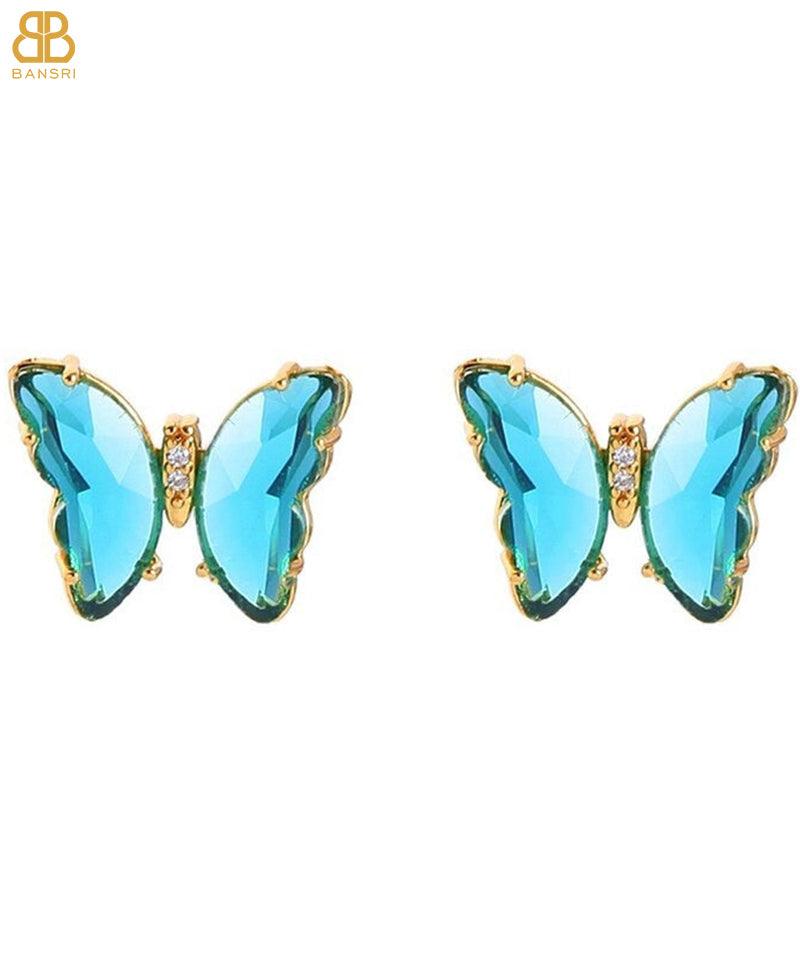 Crystal Butterfly Stud Earrings - Bansri Mehta Design