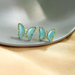 Crystal Butterfly Stud Earrings - Bansri Mehta Design