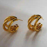 Trio Circular Gold Hoop Earrings