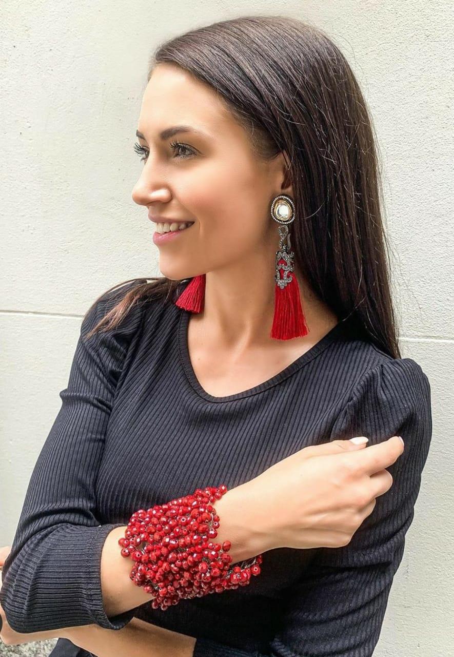 Vintage Vogue Tassel Duster Statement Earrings - Bansri Mehta Design