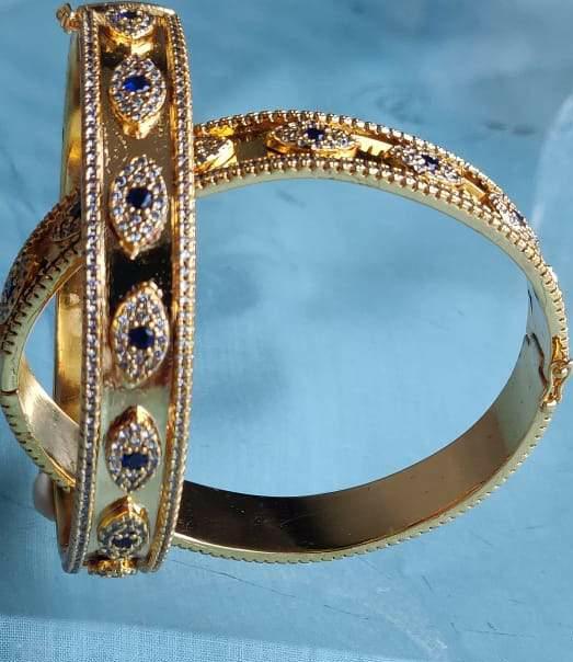 Evil Eye Side Opening Bangle Bracelet - Bansri Mehta Design