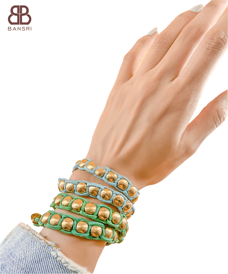 Wrap Around Colorbar Leather Bracelet or Choker Necklace - Bansri Mehta Design
