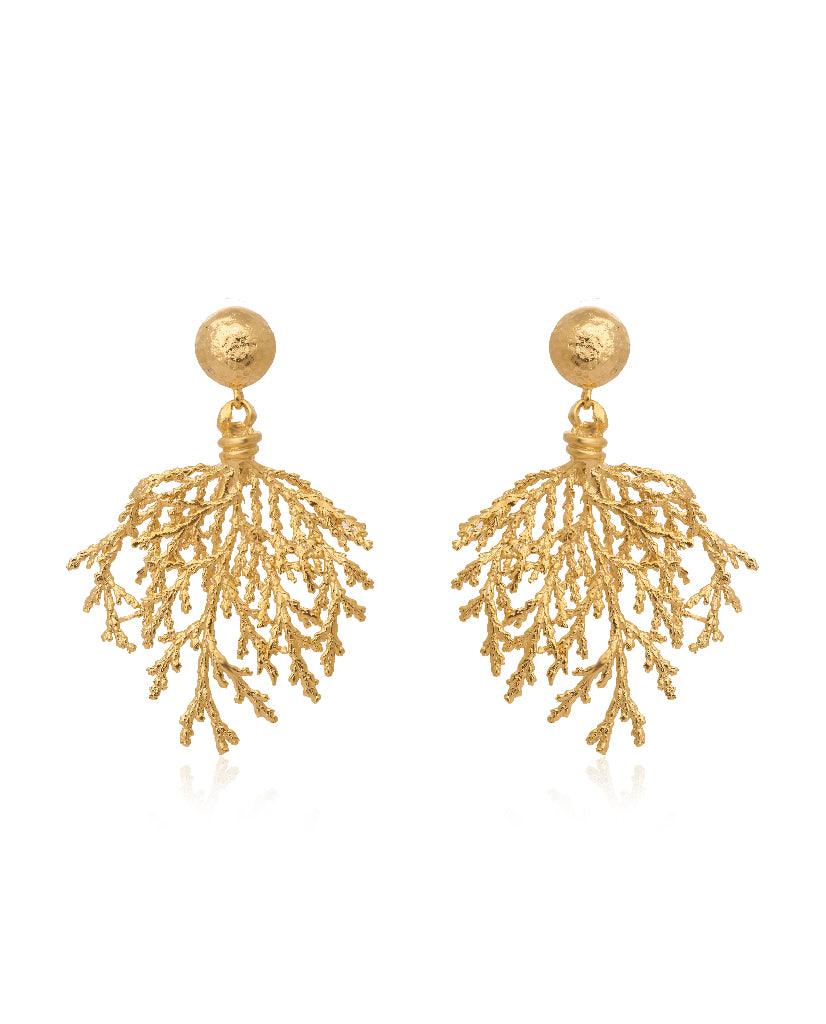Lustrous Leaves Carved Earrings - Bansri Mehta Design
