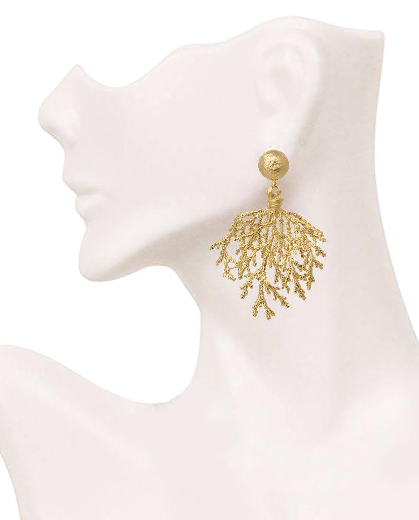 Lustrous Leaves Carved Earrings - Bansri Mehta Design