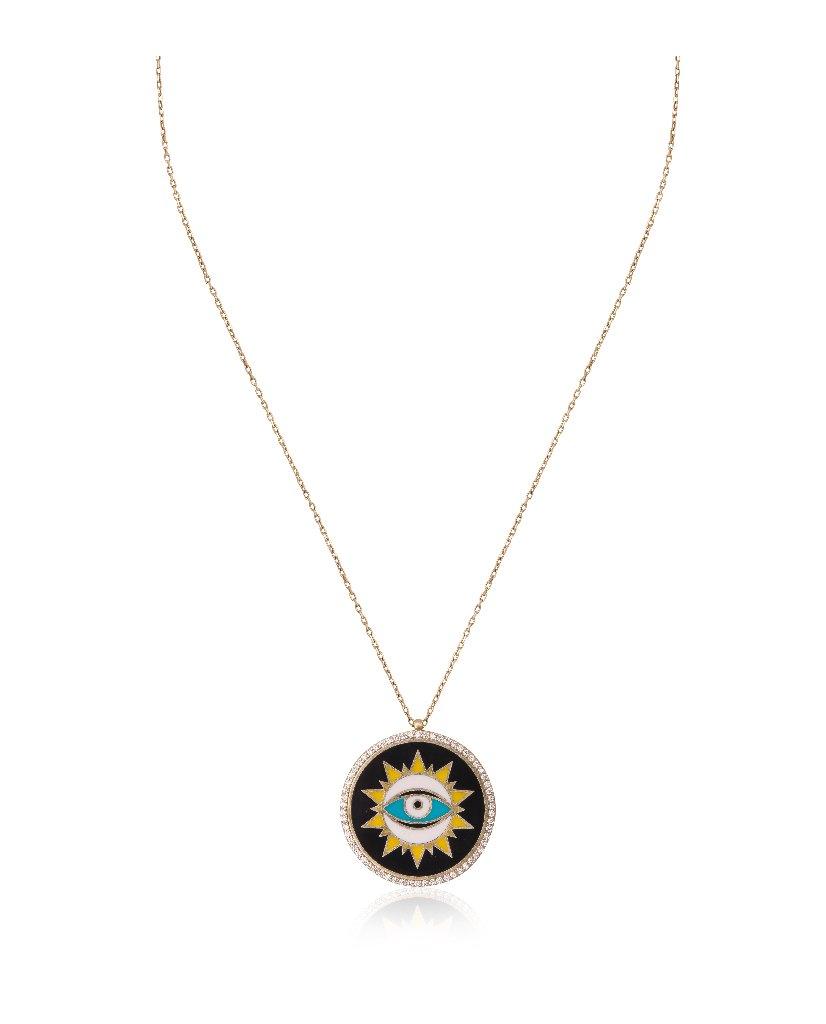 Black Sunburst Evil Eye Necklace - Bansri Mehta Design