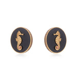 Black CeCe Seahorse Medallion Earrings - Bansri Mehta Design
