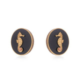 Black CeCe Seahorse Medallion Earrings - Bansri Mehta Design