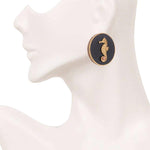 Black CeCe Seahorse Medallion Earrings - Bansri Mehta Design