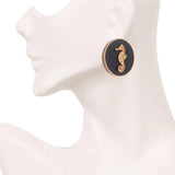 Black CeCe Seahorse Medallion Earrings - Bansri Mehta Design