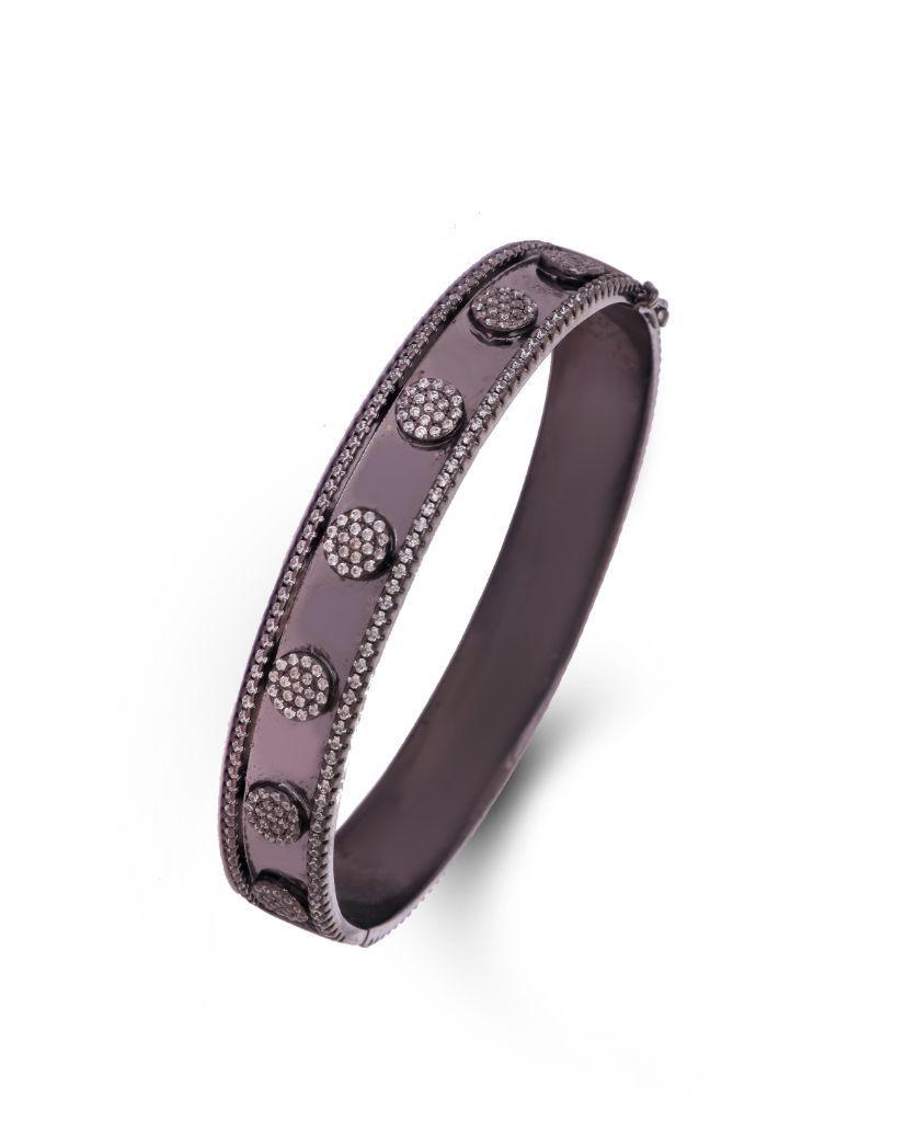 Circular Studded Side Opening Bangle Bracelet - Bansri Mehta Design