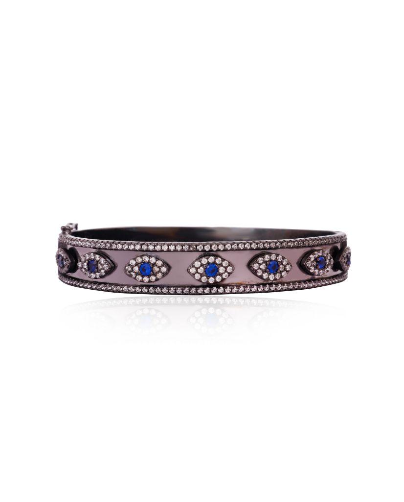 Evil Eye Side Opening Bangle Bracelet - Bansri Mehta Design