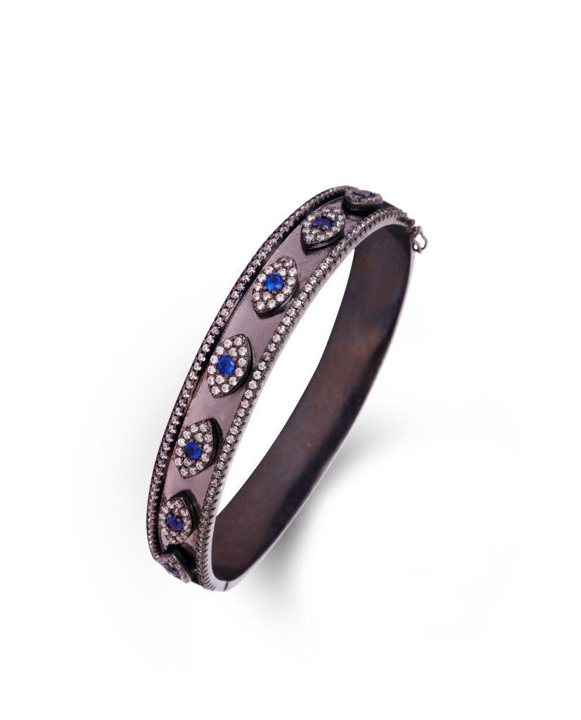 Evil Eye Side Opening Bangle Bracelet - Bansri Mehta Design