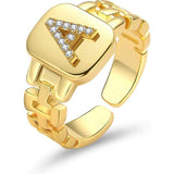 Gold Band Initial Letter Ring - Bansri Mehta Design