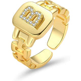 Gold Band Initial Letter Ring - Bansri Mehta Design