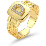 Gold Band Initial Letter Ring - Bansri Mehta Design