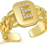 Gold Band Initial Letter Ring - Bansri Mehta Design