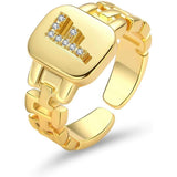 Gold Band Initial Letter Ring - Bansri Mehta Design