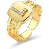 Gold Band Initial Letter Ring - Bansri Mehta Design