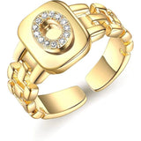 Gold Band Initial Letter Ring - Bansri Mehta Design