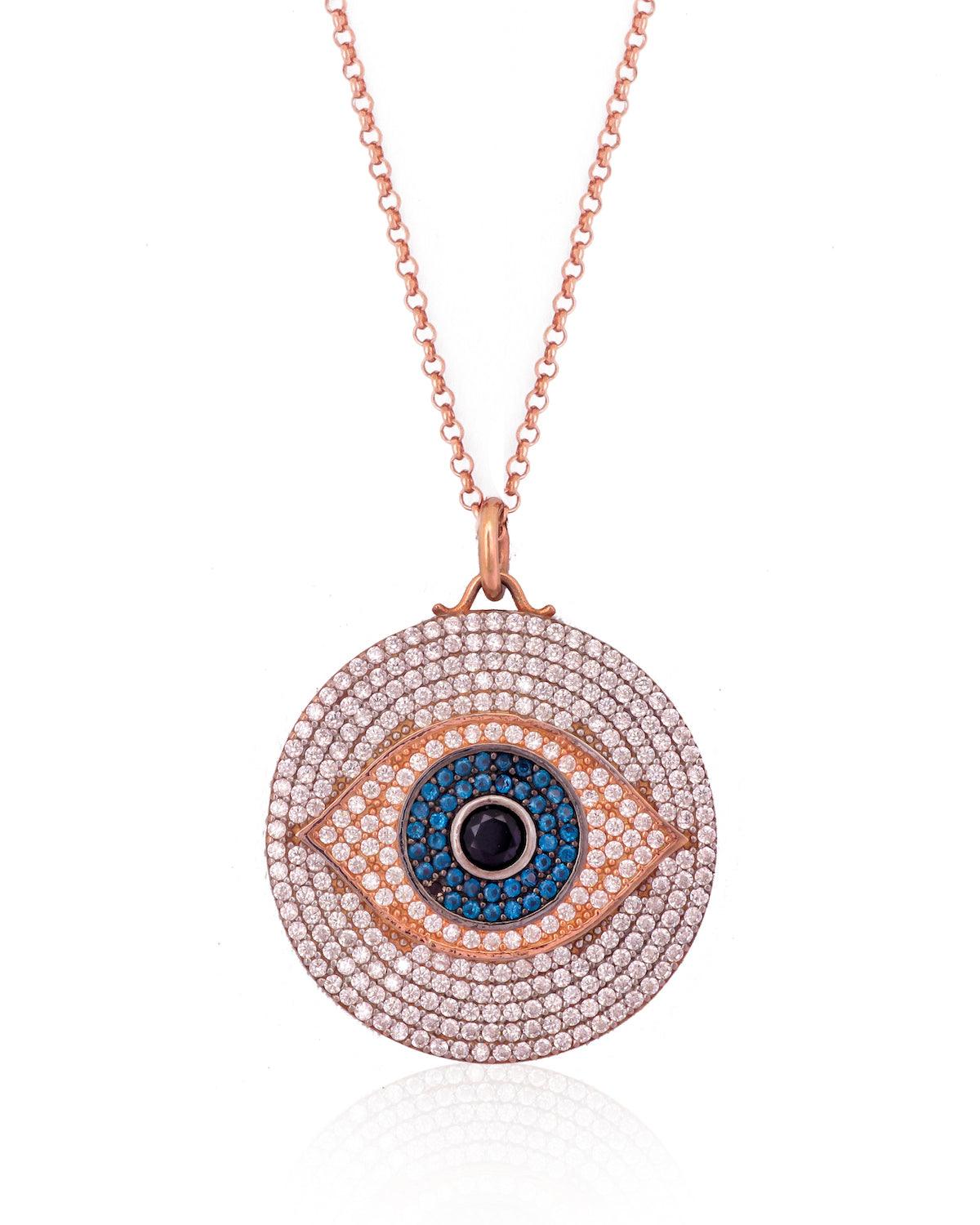 Glam Medallion Evil Eye Necklace - Bansri Mehta Design