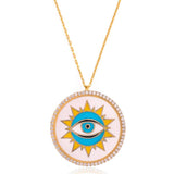 White Sunburst Evil Eye Necklace - Bansri Mehta Design