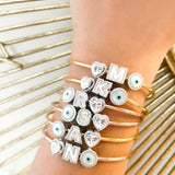 Wish Good Personalized Charm Adjustable Slide Bangle Bracelet