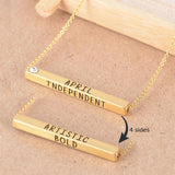 22k Gold Plated Birthmonth Engraved Bar Necklace - Jan to Dec - Bansri Mehta Design
