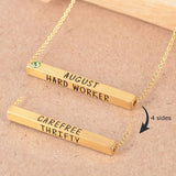 22k Gold Plated Birthmonth Engraved Bar Necklace - Jan to Dec - Bansri Mehta Design