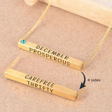 22k Gold Plated Birthmonth Engraved Bar Necklace - Jan to Dec - Bansri Mehta Design