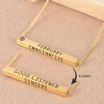 22k Gold Plated Birthmonth Engraved Bar Necklace - Jan to Dec - Bansri Mehta Design