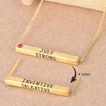 22k Gold Plated Birthmonth Engraved Bar Necklace - Jan to Dec - Bansri Mehta Design