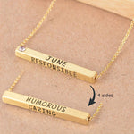 22k Gold Plated Birthmonth Engraved Bar Necklace - Jan to Dec - Bansri Mehta Design