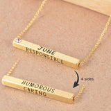 22k Gold Plated Birthmonth Engraved Bar Necklace - Jan to Dec - Bansri Mehta Design