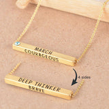 22k Gold Plated Birthmonth Engraved Bar Necklace - Jan to Dec - Bansri Mehta Design