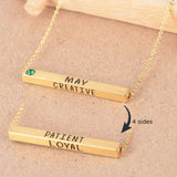 22k Gold Plated Birthmonth Engraved Bar Necklace - Jan to Dec - Bansri Mehta Design