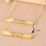 22k Gold Plated Birthmonth Engraved Bar Necklace - Jan to Dec - Bansri Mehta Design