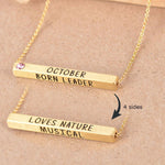 22k Gold Plated Birthmonth Engraved Bar Necklace - Jan to Dec - Bansri Mehta Design