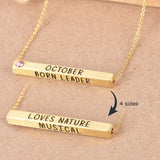 22k Gold Plated Birthmonth Engraved Bar Necklace - Jan to Dec - Bansri Mehta Design