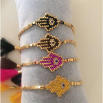 Mini Hamsa Beaded Adjustable Tassel Bracelet - Bansri Mehta Design