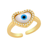 Evil Eye Mop Heart Adjustable Ring