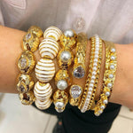 Hammered Finish Hinged Bangle Bracelet - Gold - Bansri Mehta Design