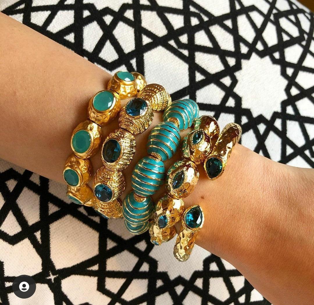 Hammered Finish Hinged Bangle Bracelet - Gold - Bansri Mehta Design