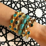 Hammered Finish Hinged Bangle Bracelet - Gold - Bansri Mehta Design