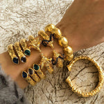 Hammered Finish Hinged Bangle Bracelet - Gold - Bansri Mehta Design