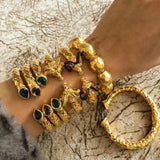 Hammered Finish Hinged Bangle Bracelet - Gold - Bansri Mehta Design